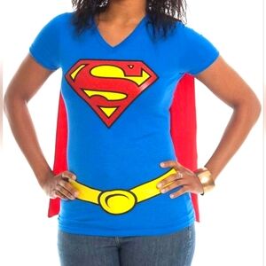 Halloween DC Comics Juniors Supergirl T-shirt with Cape - Juniors size 3 XL
